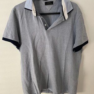 Zara Polo Shirt Men Medium Light Blue